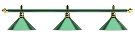 Лампа на три плафона «Allgreen» D35 (зелёная штанга, зелёный плафон D35см)