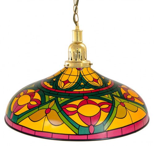 Лампа на один плафон «Colorful» (золотистая чашка, цветной плафон D44см)