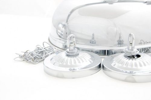 Лампа на пять плафонов «Crown» (серебристая штанга, серебристый плафон D38см)